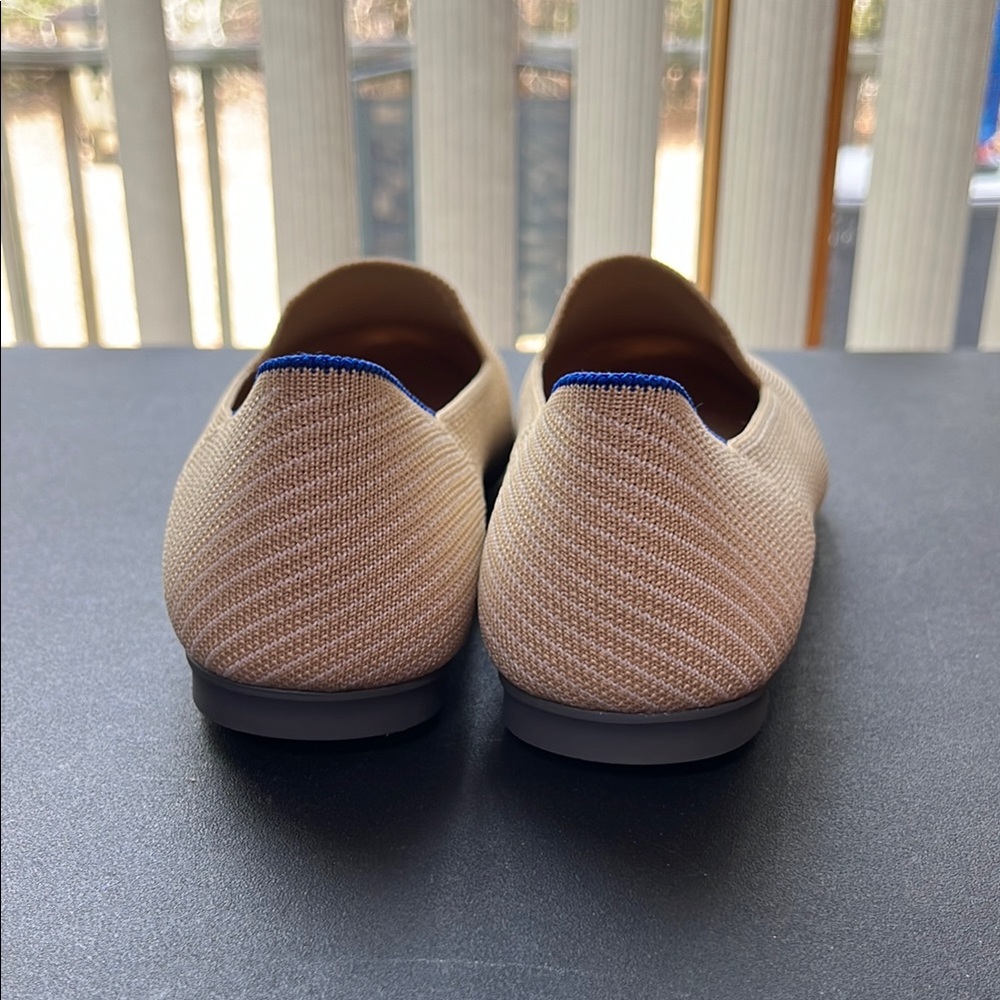 NIB Rothy's Chai Twill Beige and Blue Loafers Size 8.5 - Picture 4 of 8